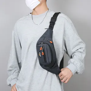 Men's multi-functional waterproof sports waist bag large capacity chest crossbody bag