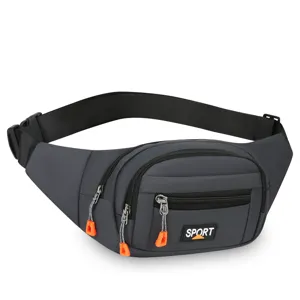 Waterproof sport waist bag fanny pack for running outdoor travel fitness grey bag