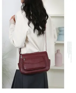 Women casual leather shoulder bag crossbody purse with multi pockets for travel daily wear