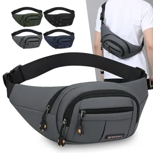 Sac de Poitrine en Cuir PU Imperméable pour Homme Sacoche de Taille de Sport en Plein Air Décontracté Bandoulière