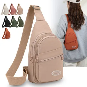 Fashion Nylon Multi-Layer Chest Bag Casual Sport Crossbody Bag Simple Versatile Outdoor Shoulder Bag For Women