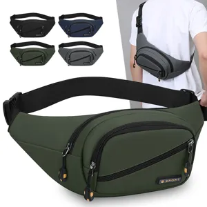Sac de Taille en Tissu Oxford pour Hommes Décontracté Multi-Poches Imperméable Sac de Poitrine Urbain Minimaliste Sac Bandoulière