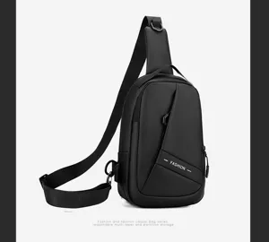 Men's black sling bag waterproof tactical chest cross body bag multi-layer casual daypack