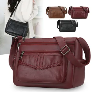 Women Fashion PU Leather Shoulder Bag Casual Multi Pocket Crossbody Bag Travel Daily Commuting Handbag Purse