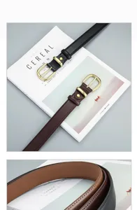 Detailed close-up view of minimalist leather belt with metallic buckle, elegant everyday accessory.