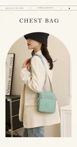 Sac de poitrine élégant en nylon pour femme sac bandoulière décontracté vert clair