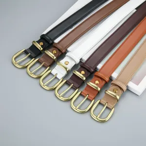 Women fashion PU leather belt simple metal pin buckle versatile dress jeans waist belt chic
