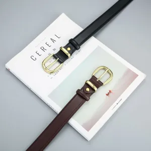 Women leather belt ins Korean style versatile fashion accessory for suit jeans black brown.