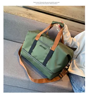 Large capacity travel duffel bag waterproof sports fitness bag with bottom compartment for gym.