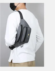 Men's stylish multi-layer chest bag waterproof casual waist pack for outdoor sports.