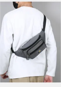 Detailed view of the men's casual multi-layer crossbody bag, perfect for outdoor sports.