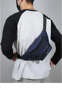 Men casual nylon waist bag outdoor sports single shoulder crossbody waterproof chest bag for travel