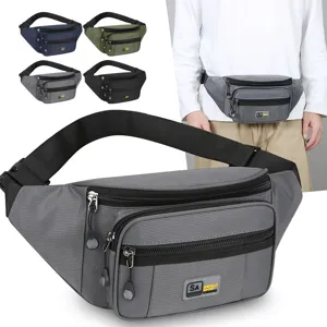 Men's Waterproof Nylon Waist Bag Multi-Pocket Chest Bag Outdoor Casual Sling Bag Fashion Streetwear Crossbody Bag