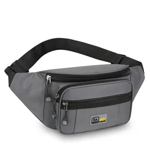 Men's outdoor waterproof tactical waist bag multi-pocket casual sports cross-body chest bag grey