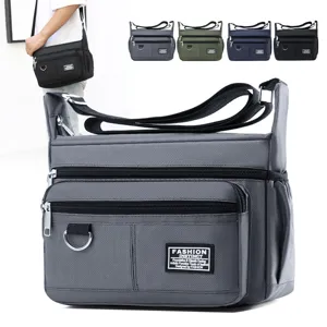 Men's Business Casual Oxford Cloth Crossbody Bag Waterproof Multi Pocket Large Capacity Casual Shoulder Bag