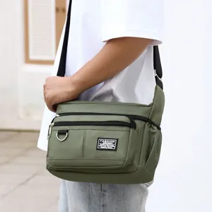 Mens canvas crossbody bag casual multi-pocket shoulder bag fashion business messenger bag