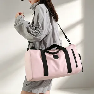 Sac de sport de voyage rose de grande capacité, sac de fitness résistant pour femmes