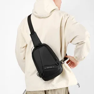 Men versatile chest bag waterproof crossbody bag trendy casual outdoor sports shoulder bag