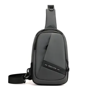 Men's casual grey sling bag waterproof crossbody chest bag for daily outdoor sports use