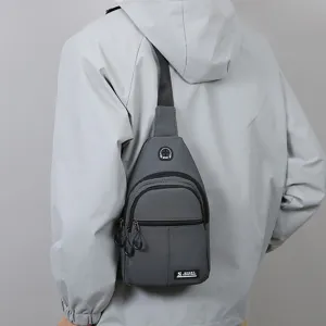 Men casual grey chest bag outdoor sports waterproof crossbody sling bag stylish backpack