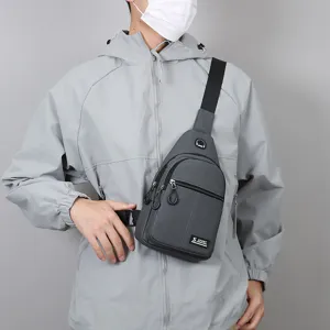 Men Casual Grey Sling Bag Outdoor Sport Chest Bag Travel Crossbody Bag Water Resistant