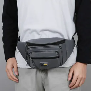 Waterproof men casual waist bag outdoor sports portable crossbody chest bag stylish grey