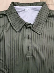 Polo homme classique à rayures manches longues col revers bouton haut confortable.
