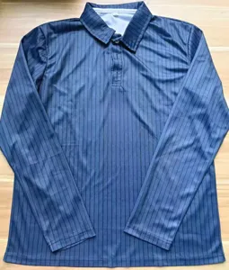 Polo homme manches longues rayé avec col à revers et boutons, haut décontracté de printemps.