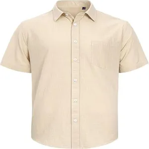 Herren einfarbig kurzarm freizeithemd mit brusttasche khaki sommer oberteil mode