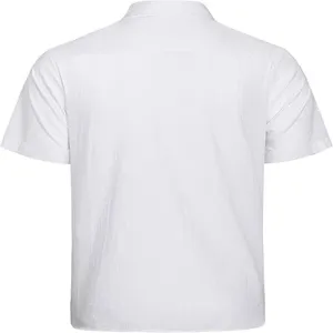 Herren einfarbig weiss kurzarm casual button down hemd fuer sommer urlaub kleidung.