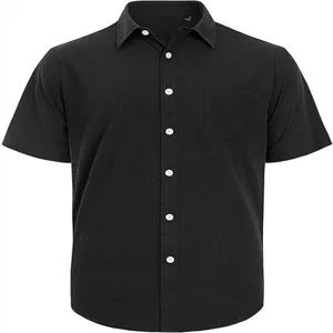 Herren Freizeithemd schwarz Kurzarm Button-Down Hemd mit Brusttasche Sommertop neu