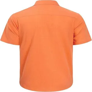 Herren Freizeit einfarbig orange Kurzarm Hemd Sommer Urlaub Top Oberteil Rückseite