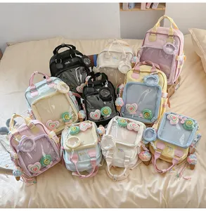 Japanese ins sweet cute clear ita backpack student school casual daypack cute bag