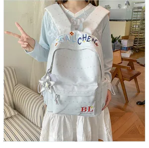 Zaino stile dolce con stampa a stelle e ricamo carino per uso quotidiano casual e tempo libero