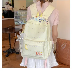 Zaino giallo con stampa a stelle stile dolce per donna tempo libero scuola borsa casual chic