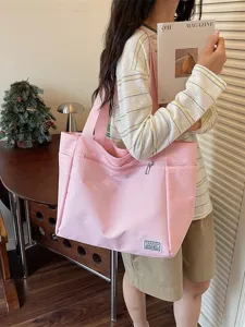 Sac Cabas en Toile Décontracté pour Femmes Grande Capacité Motif à Carreaux Sac à Main d'Épaule Trajet Quotidien