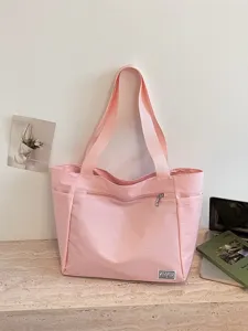 Sac cabas en toile texturée rose pour femme travail quotidien élégant sac à main chic