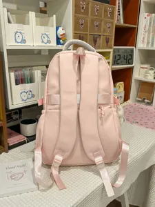 Sac à dos rose de style japonais mignon pour l'école et les loisirs, cartable quotidien polyvalent.