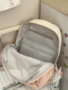 Sac a dos college doux creme et rose pour etudiants navettage quotidien cartable mignon.