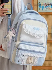 Sac à Dos d'École Imperméable en Nylon Décontracté pour Femmes Style Japonais Voyage Daypack Bookbag