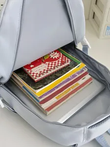 Sac à dos scolaire texture bleu clair grand étudiant japonais loisir banlieue capacité