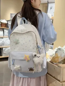 Sweet Star Embroidered Nylon Backpack Casual Travel School Bag For Women