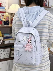Japanese style cute polka dot rabbit campus backpack sweet casual daily student bag