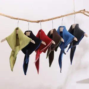 Autumn winter solid color knitted triangular scarf warm chic fashion stylish neck warmer