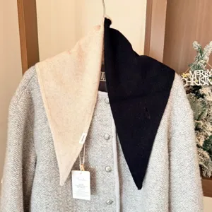 Chale triangulaire bicolore en tricot 100% laine foulard chaud hiver automne mode