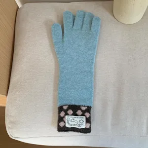 Gants en tricot longs style coréen femmes automne hiver chauds pois tactiles élégants