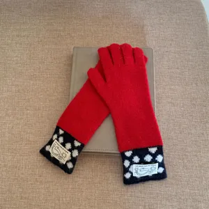 Gants en tricot à pois pour femmes style coréen, gants d'hiver tactiles longs et chauds.
