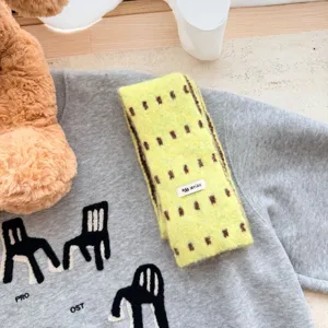 Écharpe étroite en tricot jacquard style coréen pour femmes, écharpe baguette douce.