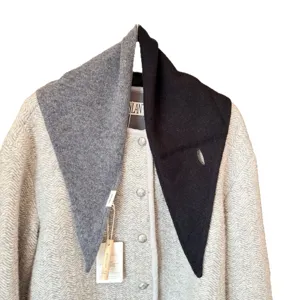 echarpe triangulaire tricotée en 100% laine femme élégant châle bicolore automne hiver