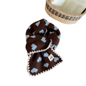 Korean style heart knit scarf for women autumn winter cozy soft cute warm winter fashion accessory